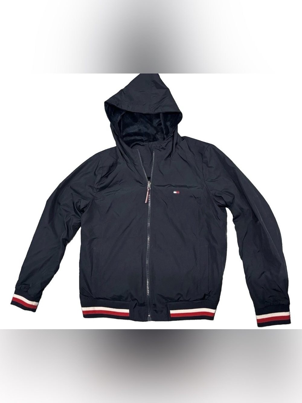 Tommy Hilfiger Y2K Reversible Velour/Nylon Full Zip Hooded Jacket Woman’s SZ.S